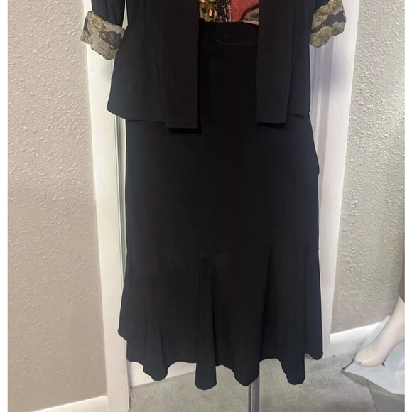 NWT Small Black Midi Skirt Contrasted Hemline By Modes Crystal - Picture 4 of 10